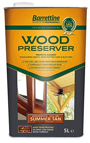 Barrettine Wood Preserver (Summer Tan, 5L) - UV Fade Resistant, Durable & Water Repellent Premier Wood Preserver, Deep Penetrating, Low Odour & Oil Based, Suitable for Outdoor & Indoor Use