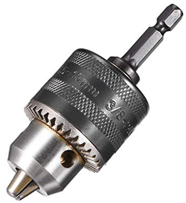 sourcing map Bohrfutter 3/8-24UNF Gewinde 1.5-10mm Kapazität Sechskantschaft mit Spannfutter Schlüssel für Elektro Schlag Akku Bohrschrauber Schwarz