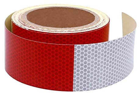 Adesivo Retro Riflettente Nastro Catarifrangente Bianco Rosso 25 Mt