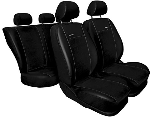 Qashqai Sitzbezüge nach Maß Autoplanen perfekte Passform Schonbezüge Sitzschoner Velour + Strickpolster ®Auto-schmuck (Qashqai II Premium schwarz)