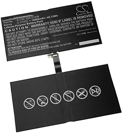 vhbw Batterie Compatible avec Apple iPad Pro 12.9 2017 2nd Gen, 12.9 2nd Gen, A1670, A1671, A1821 Laptop (10800mAh, 3.77V, Li-Polymère)