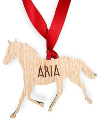 Personalised Animal Bauble - Horse: Wooden Christmas Tree Decoration Bauble