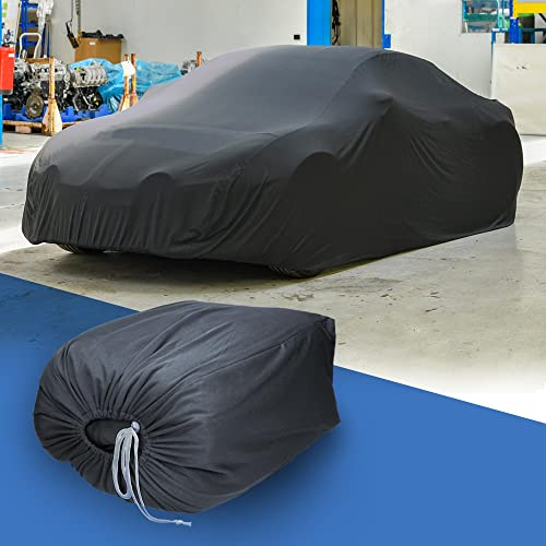 ECD Germany Autoabdeckung Indoor | L 482x178x119 cm | Stretch Soft Satin | Grau | atmungsaktiv | Staub- und Schmutzabweisend | Abdeckplane Autoplane Autogarage Ganzgarage Schutzdecke Schutzhülle