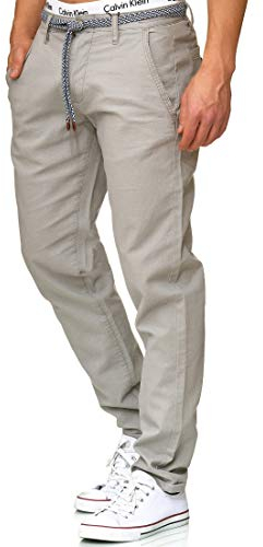 Indicode Uomini Bryne Pants | Pantaloni in Cotone e Lino. Lt Grey L