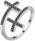 Aurora Tears Doppelkreuz verstellbare Ringe 925 Sterling Silber Kreuz offener Ring Schmuck für Männer und Frauen DR0091W