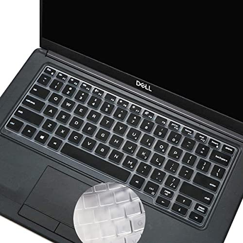 2Pcs Keyboard Cover Design for Dell Latitude 7000 Series 7300 13.3 Laptop |Dell Latitude 5000 Series 5300 5310 Laptop Keyboard Protective Skin -Black+Clear