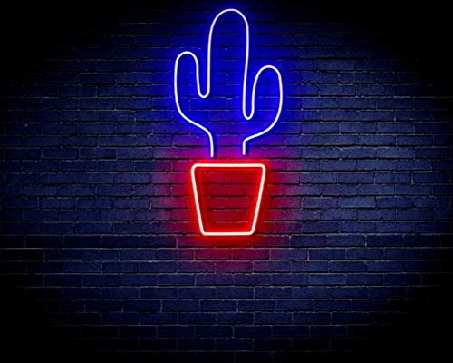 Mexico Cactus Cowboy Flex Silicone LED Neon Sign Blue & Red st16s32-fnu0035-br