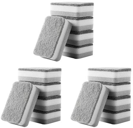 Hemoton 15Pcs Kitchen Cleaning Sponge Scrubbing Sponge Dish Scouring Scrubber Effortless Cleaning Eco Scrub Pad for Dishes Pots Pans Grey