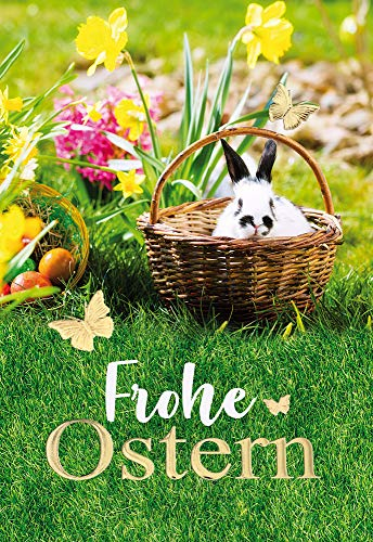 KE - Frohe Ostern Grußkarte im DIN B6 Format, 176x125mm, inklusive Umschlag - Perfekt für Ostergrüße, Feiertagswünsche - Motiv: Wiese