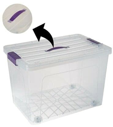 Plastic Storage Box Boxes Lid Food Container Home Office Box Lockable Stackable (50L)