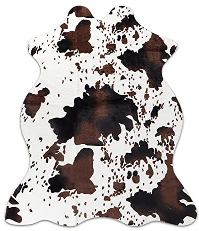 Sgizoku Cow Print Rug - 3.6x2.5 Feet Cow Hide Rugs Faux Cowhide Rug Cute Area Rug Fun Western Room Decor Cow Rugs for Living Room Bedroom Non-Slip Brown(43 inches x 29 inches)