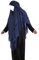 Yaqeen XL Khimar chiffon 3 lagig blickdicht Hijab elegantes 3 Schichten Kopftuch Jilbab Muslima Gebet (dunkelblau)