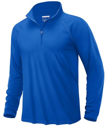 KEFITEVD Langarmshirt Männer Schnelltrocknend Funktionsshirt Sommer Leicht Wandershirt UV Sonnenschutz Laufhemd Sport Shirt für Trekking Surf Angeln Königsblau L