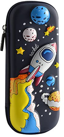 Flyorigin Federmäppchen Groß 3D Federmäppchen für Jungen und Mädchen Große Federtasche Stiftehalter, Schwarzes Raumschiff, Räumlicher Stil
