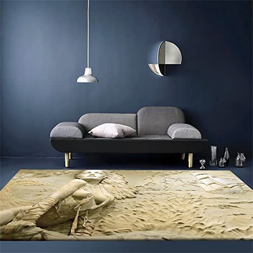 joop Teppich beige Dielen Teppich Beige Strand-Charaktermuster Weicher Schlafzimmerteppich rutschfest Teppich für esszimmer 100X200CM Teppich kinderzimmer 3ft 3.4''X6ft 6.7''