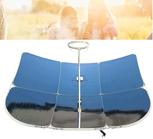 Cocina solar portátil, hornos solares parabólicos al aire libre, cocina solar de concentración, horno solar, herramienta de calor concentrado, soporte de hierro, horno solar para patio trasero al aire