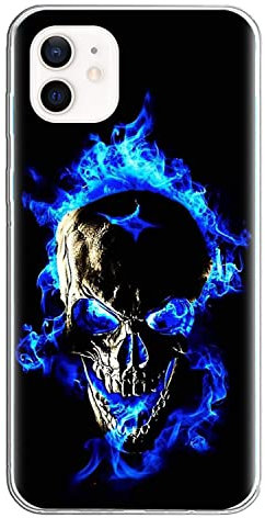 Halloween Mobile Phone Case Compatible with Apple iPhone 11 Case Transparent [Shockproof] Soft Silicone [Scratch-Resistant] TPU Bumper Ultra Thin Skull Flower Pattern Transparent Protective Case (25)