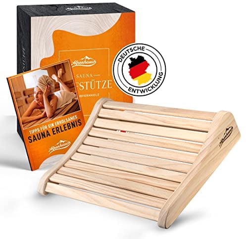 ALPENHAUCH Appuie-tête pour sauna en bois [100 % bois naturel] – Repose-tête ergonomique en bois – Accessoire de sauna élégant – Cabine infrarouge – Appuie-tête confortable et large en bois pour sauna