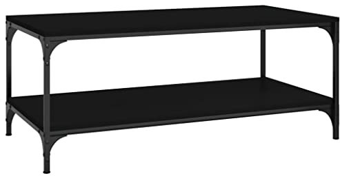 vidaXL Table Basse, Table d'Appoint avec Pieds Réglables, Bout de Canapé, Meuble de Salon Salle de Séjour, Industriel, Noir Bois d'Ingénierie