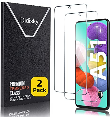 Didisky Lot de 2 Protecteur Verre Trempé pour Samsung Galaxy A51, Film Protection écran, dureté 9H, Pas de Bulles, Haute définition