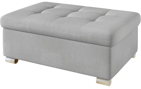 Mirjan24 Hocker Niko Groß mit gestepptem Sitz (Uttario Velvet 2973) | Großer rechteckiger Polsterhocker in klassischer Form mit gesteppter Sitzfläche und verchromten Füßen