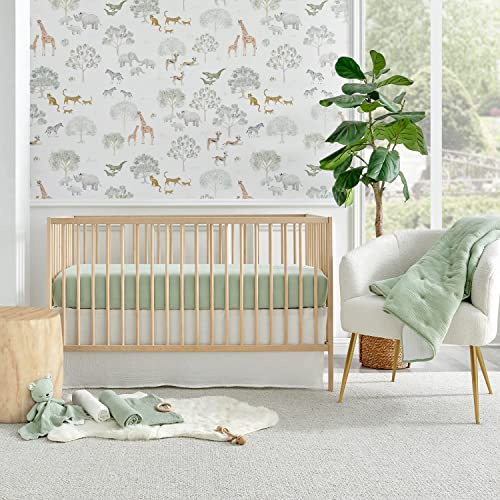 Levtex Baby Wolken-Musselin-Bettwäsche-Set – Baby-Kinderzimmer-Set – Salbei und weißen Sternen – strukturiertes Musselin – 5-teiliges Set enthält Steppdecke, Spannbetttuch, Zwei Wickeltücher und