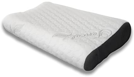 Tencel Contour Ergonomisches Nackenkissen für HWS, 60X40X12cm, Gel Memory-Schaum & Kissenbezug, höhenverstellbar, Seitenschläferkissen, ‎Memory Schaum Kopfkissen für Seitenschläfer Rückenschläfer