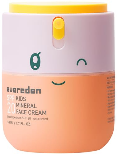 Evereden Crema viso per bambini, 1,7 oz. Lozione viso senza profumo e SPF 20 | Idratante viso per bambini pulito e non tossico | Cura della pelle multi-vitaminica | Idoneo FSA