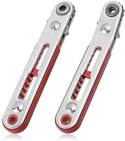 Mesee 2Pcs Mini Ratchet Wrench Set 1/4 Inch Drive Ratcheting Screwdriver Wrenches Elbow Head & Flat Head High Torque Offset Reversible Drive Handle for 1/4-Inch Hex Shank Drill/Screwdriver Bits