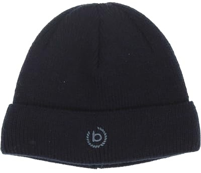 bugatti Herren Mütze - Einfarbige Strickmütze in Wollmischung mit Logo - One Size Denim