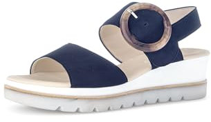 Gabor Damen Keilsandalen, Frauen Sandalen,Strandschuhe,Keilsandaletten,Keilabsatz,Wedge-Heel,bequem,flach,Sommerschuhe,Atlantik,44 EU / 9.5 UK