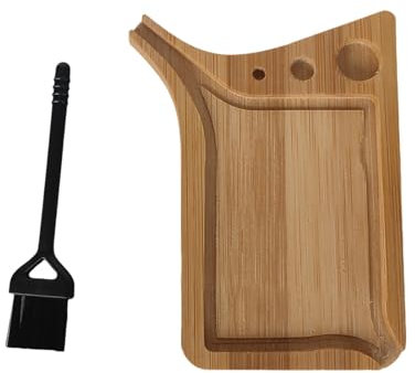 Washranp Plateau à rouler en bois à bord lisse pour faciliter le chargement des cônes, 1 lot de cônes pré-roulés portables avec plaque de surface brossée, couleur bois