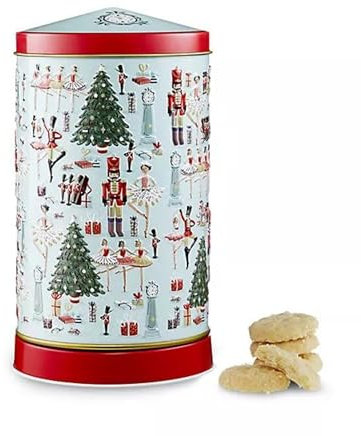 Musical Christmas Biscuits Gift Set - Wind Up Christmas Carousel Biscuits Tin, Food Gift Ideas For Men Women Kids - Embossed Nutcracker Carousel Tin (Clotted Cream Shortbread Biscuits, 150g)
