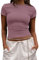 EFFAN Womens Running Tops Summer Tight Tee Shirts Cute Fitted Short Sleeve Tops for Women Crew Neck Babe Tee Pink S