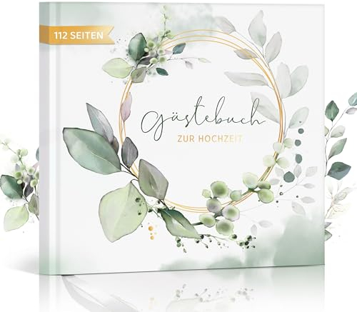 Hyggartn Gästebuch Hochzeit, Gästebuch, 21 x 21 cm Gästebücher für Hochzeit, Gästebuch Hochzeit mit Fragen zum Ausfüllen, 112 Seite Hochzeitsgästebuch für unvergessliche Erinnerungen