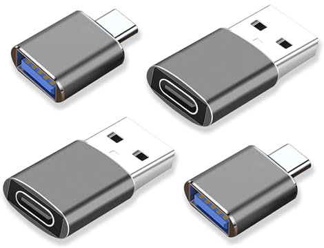 La Brodée 4 Stück USB C Adapter, Type-C auf USB OTG-Adapter mit Galaxy Google PC MacBook Kompatibel mit Laptop/Strom/Auto/Smartphone/Kopfhörer/Bank/Hubs/Mikrofon/iPad 10 Air 4 5 usw (Grau)