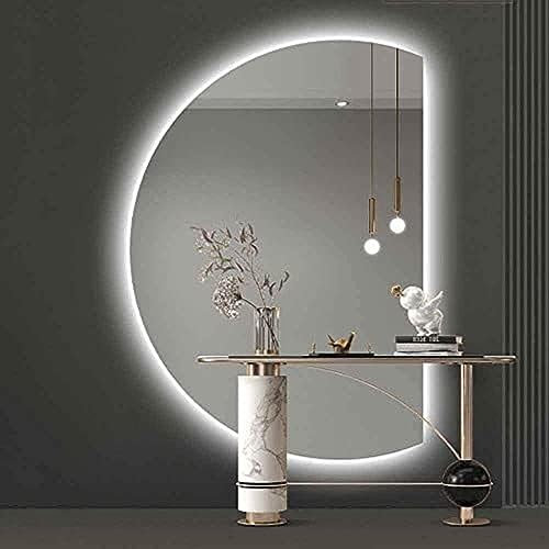 Halbmond-LED-Spiegel, dimmbar, intelligenter Spiegel, dekorativer Badezimmerspiegel mit Lichtern, modernes gehärtetes Glas für Schlafzimmer-Waschtisch, rechter Schnitt, 120 cm
