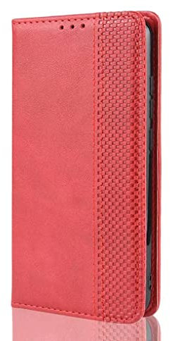 SEAHAI Cover Custodia Folio in Pelle per ZTE Blade A34, Premium PU/TPU Portafoglio Case con Slot per Schede, Magnetica Adsorbimento Automatico Flip Cover - Rosso