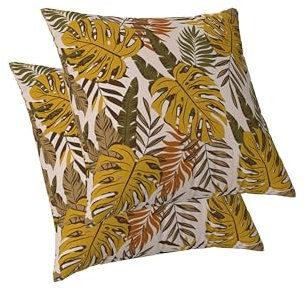 ggaimwf Blatt-Kissenbezüge Palmen-Tropen-Druck Kissenhüllen Kunstgelbe Blätter-Kissenbezüge Doppelseitig für Sofa Wohnzimmer Garten Kissen mit Bezügen im Lieferumfang enthalten 45x45cm 2er-Set