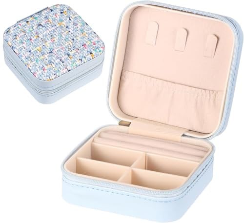 Aruicheng Travel Jewellery Box Small Jewellery Organiser PU Leather Jewelry Box Portable Jewelry Storage Case for Necklace Bracelets Rings Earrings, Blue
