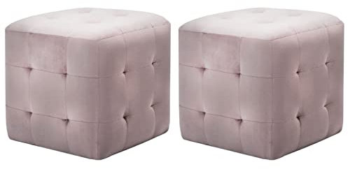 Rantry Sitzsack, 2 Stück, Rosa, 30 x 30 x 30 cm, aus Samt, Fußstütze, Sofa, Fußstütze für Sofa