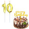 Bolosa Geburtstagskerzen Zahlen, Kerzen Geburtstag 10, Geburtstag Kerzen 10 und Happy Birthday Steckkarte für Kinder, Mädchen, Geburtstagsdeko, Geburtstag Party, Jubiläum（Gold）