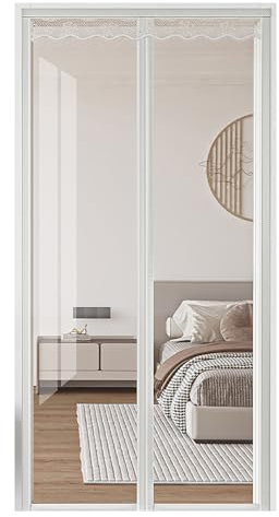 WANGCEPLSD Rideau de Porte à Isolation Thermique Magnétique Transparent, Rideau de Porte à Isolation Thermique, Kit D'étanchéité Transparent Coupe-Vent Et Froid pour Portes d'hiver(140 * 220cm)