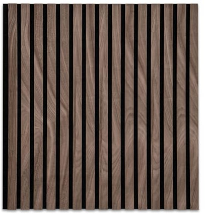 KARAT Panneaux muraux en MDF - Panneau acoustique avec placage en bois et feutre - Tête de lit Tasseau mural - Isolation sonore pour Bureau Maison (Black Walnut 60x60 cm épaisseur 2,1cm)