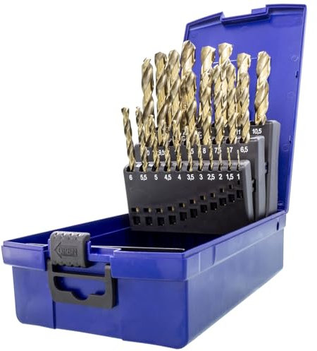 TJR® HSS-E M35 Kobalt Spiralbohrer Stufen Selbstzentrierend Metallbohrer DIN 338 Typ N 135° (25 Stück Ø 1-13mm)
