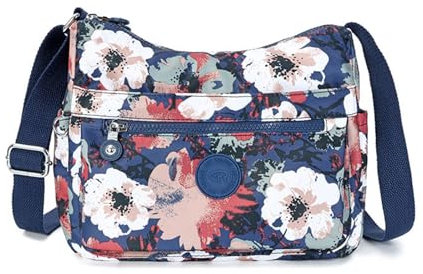 VOBUKE Umhängetasche Damen Mittelgroß Wasserdicht Nylon Crossbody Bag mit Vielen Fächern Leichte Schultertasche Verstellbarer Breitem Freizeit Kleine Messenger Bag für Einkaufen, Reisen