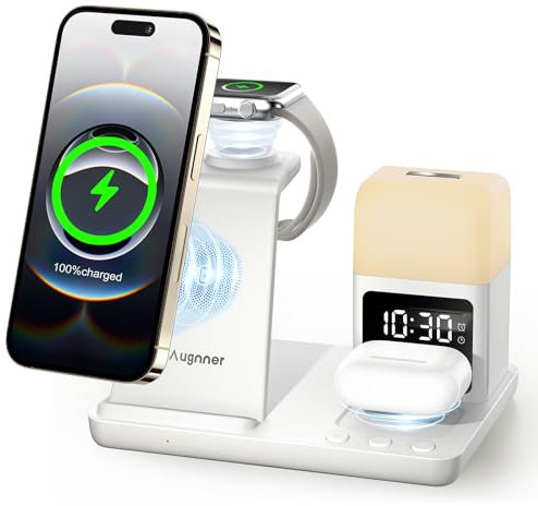 Augnner Wireless Charger,6 in 1 Wireless Charger Stand Compatible with Apple Watch Airpods 4/3/2/Pro,Fast Wireless Charging Station for iPhone 16/15/14/13/12/11 Series