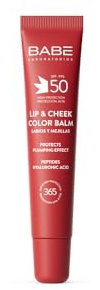 Laboratorios Babé LIP & CHEEK SPF 50 Rot – Fotoprotektor-Balsam in Rotton | Hoher Sonnenschutz LSF 50 | Feuchtigkeitsspendend und natürlicher Volumeneffekt | für Lippen und Wangen