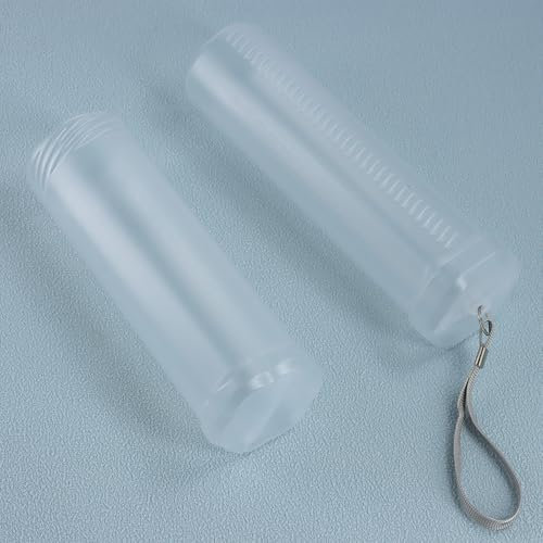 Culinavog Paint Brush Case, 2 Pieces Extendable Plastic Pencil Container, Long Paintbrush Storage Box, Tube Drawing Pen Container with Lanyard for Makeup, Travel, Drawing Tools (Transparent)