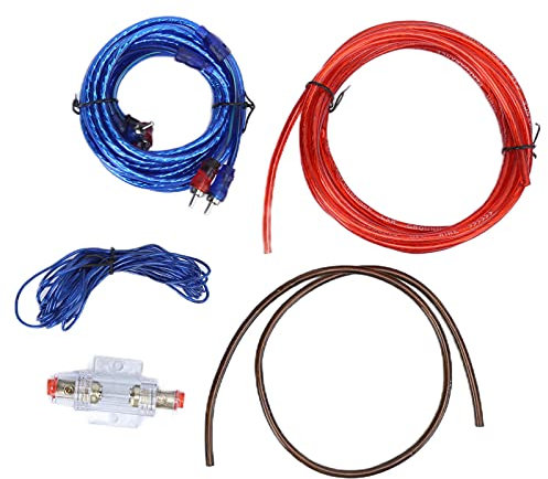 Grcfumo Amplifier Power Wire Kit, Metal Car Audio Cable Set, Wiring Amp Ground Line, Sturdy Amplifier Wiring Kit Accessory for Car Horn Subwoofer